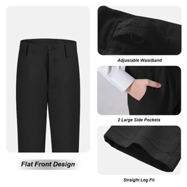 YuanLu Flat Front Dress Pants for Toddler Boy Black Size 12