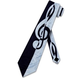 Steven Harris Men's Bold Treble Clef Neck Tie One Size Navy Blue
