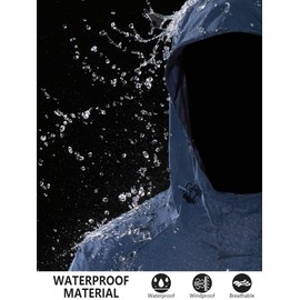 UIQUR Mens Lightweight Packable Rain Jacket Waterproof with Hood Windbreaker Golf Travel Outdoor Bike Long Raincoat for Men(Navy Blue, Large)