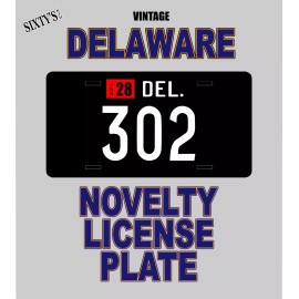 Sixtyskid Delaware Black License Plate (1942-1946) Design - "302"