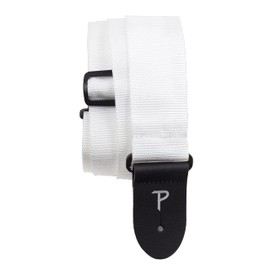 Perri's Leathers Ltd- Guitar Strap-Nylon- White- Leather Ends-Adjustable- For Acoustic/Electric/Bass Guitars (NWS20-957)
