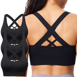 Sports Bras for Women High Support, 3 Pack Padded Supportive Criss Cross Back Wireless Running Yoga Workout Bra Multipack