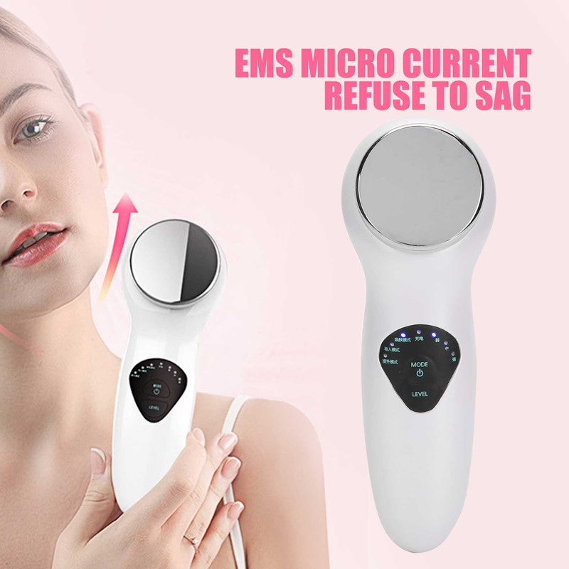 Ultrasonic Face Massager EMS Electric Facial Cleanser Heating Skin Care