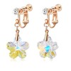 Austrian Crystal Flower Drop Clip On Earrings for Women Non