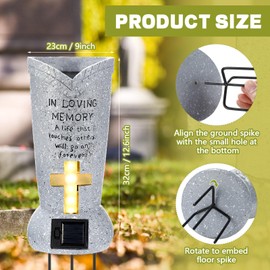 DoubleFill 2 Pcs Solar Cemetery Grave Vase with LED for Fresh Artificial Flowers Headstones Vases with Spikes Christmas Grave Decorations for Cemetery Decor Memorial Gifts Loss of Loved One(Cylinder)