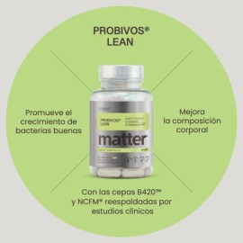 MATTER SMART NUTRIENTS - Probivos Lean con Bifidobacterium Lactis Cinsulin® y, Probióticos Veganos , 15 Billones de UFC - 30 Cápsulas Vegetales - Apoyo digestivo y metabólico