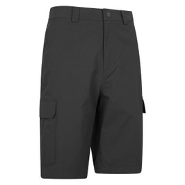 Mountain Warehouse Delta Cargo Mens Stretch Short - Stretchy, UV Protect & Quick Dry Short Pants with Lots of Pockets - Summer Beach, Walking, Hiking & Outdoors Black Men's W46