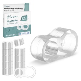 virea 12 x Door Handle Buffer Transparent – Door Stopper for Protection of Walls and Furniture – Stopper for Door Handles and Window Handles – Door Handle Protection in Subtle Design – Door Buffer