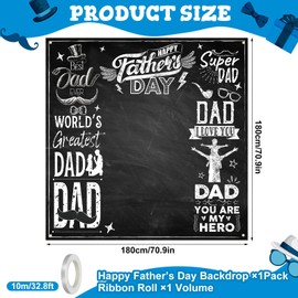 Chumia 5.9 x 5.9 ft Large Happy Father's Day Backdrop Chalkboard Photography Background Father's Party Decoration Banner for Home Indoor House Decor Dad's Day Party Supplies