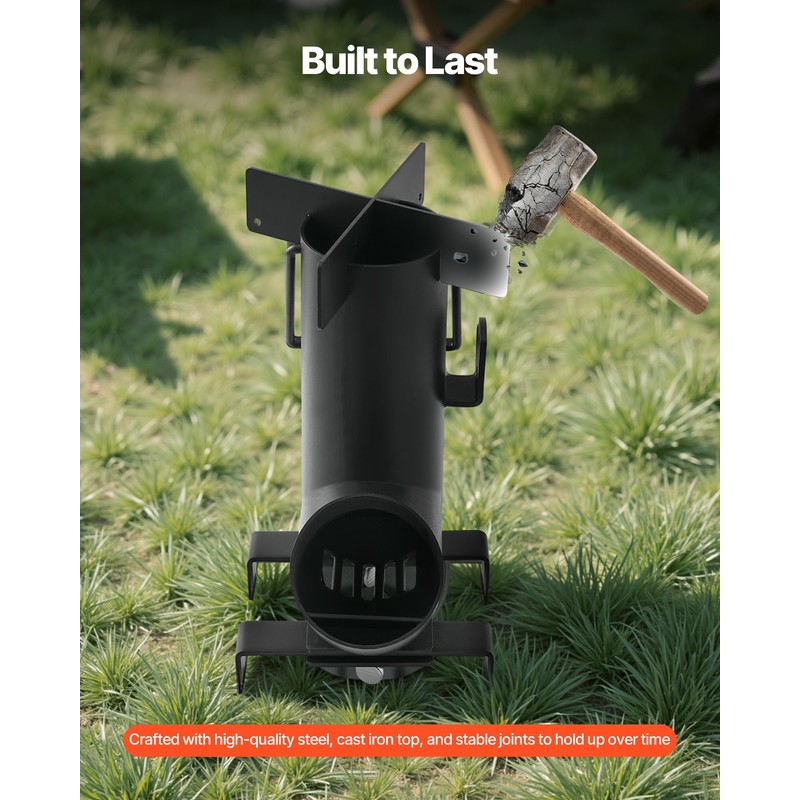 VEVOR Camping Rocket Stove, Wood Burning Portable Rocket Stove with