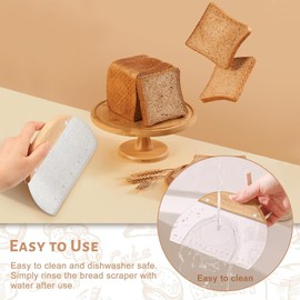 Dough Scraper, Stainless Steel, Dough Card with Non-Slip Wooden Handle and Measuring Scale, Food Grade Semicircular Dough Cutter for Cakes, Pizza, Bread Cutting, Kitchen Supplies, Bread