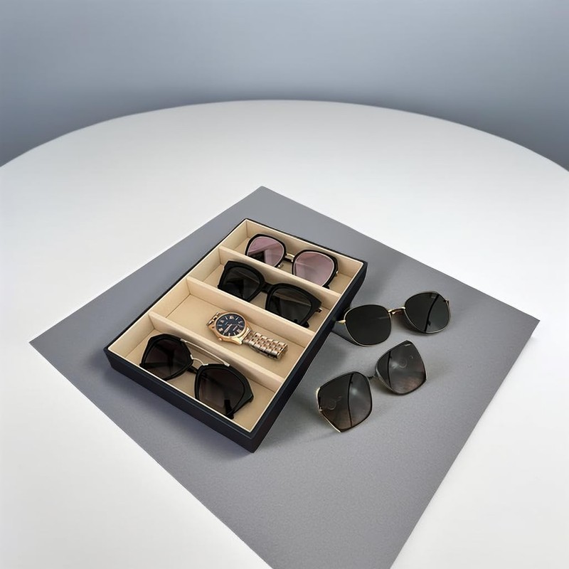 Premium Quality Sunglasses Eyewear 4-Slot Tray Organizer Display Dark Blue