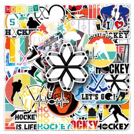 Pack of 50 Ice Hockey Games Stickers Pack Ice Hockey Sticker Set Waterproof Vinyl Sticker for Laptop Children Cars Motorcycle Bicycle Skateboard Luggage Suitcase Computer Sticker Graffiti Decal