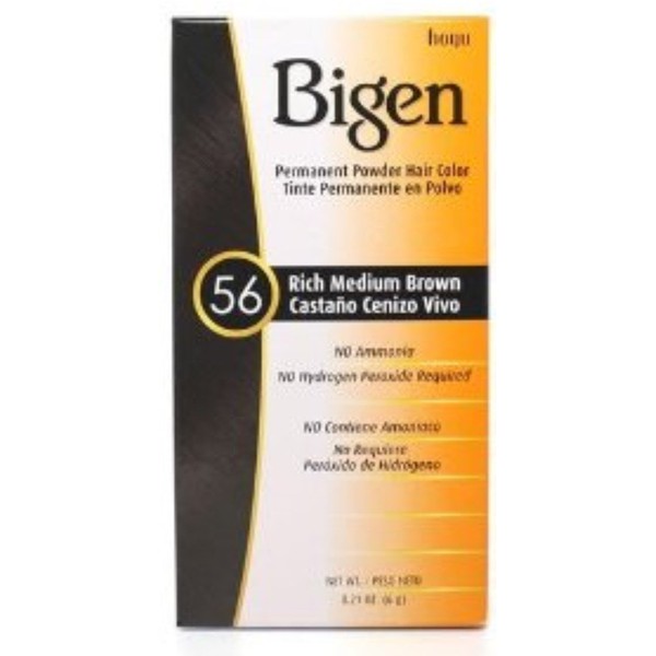 Bigen Permanent Powder Hair Color 56 Medium Brown 1 ea (Pack of 4)