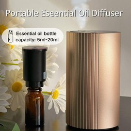 Generic Waterless, Rechargeable Essential Oil Diffuser, Aroma 360 Diffuser for Home Car, Atomizer Function, Aromatherapy 30/60/90 min Timer Nebulizer 3 Mist Levels, Small, Rose Gold