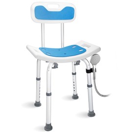 pxsulliao Elderly and Disabled Bathtub Stool Shower Chair for Inside Shower, Bathroom Tub Shower Transfer Bench Bath Seat for Seniors & Adults (Grey, Round Foot Mats)