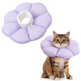 Wood Homing Cat Cone Collar Soft - Adjustable Flowers Recovery Collar for Cat Small Dogs After Surgery Medical Injuries to Stop Licking Scratching Protective Comfortable Cat Neck Head Cone (Purple, M)
