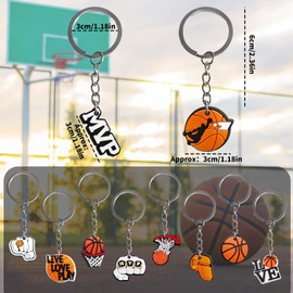 Simsky Basketball Keyring for Children, Pack of 10 Cartoon Pendants with Game Charms, Children's Birthday Party Bag, School Bag and Bag Decoration, Valentine's Day and Christmas Gift