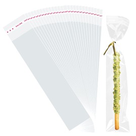 Lemicin 200 Pcs Pretzel Rod Bags Small Clear Individual Plastic Resealable Cellophane Treat Bags with Twist Ties for Chocolate Candies Cookies Candy Packaging Wrapping Gift Giving Party Favors