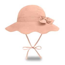 Protective Baby Bucket Sun Hat with UPF 50+ Protection Adjustable Infant Summer Beach Hats for Boy & Girl Breathable Toddler Swim Pool Play Sunhat with Wide Brim 2-3 Years Peach M, 52 CM