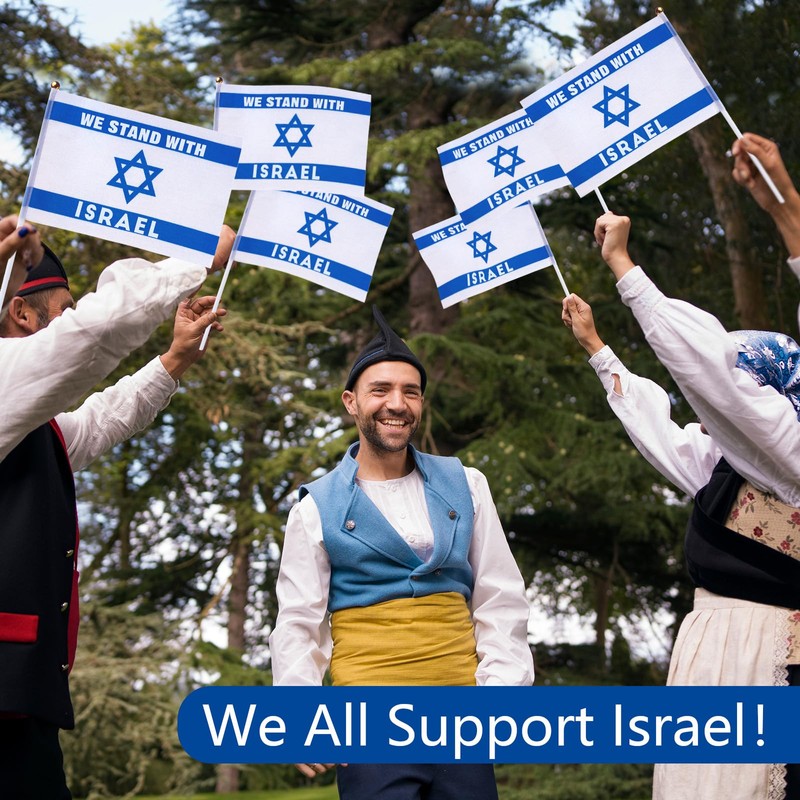 20 Pack Handheld Israel Flags, 5x8 Inch Small Mini Israeli