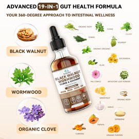 Scibalia Wormwood Black Walnut Clove Cleanse for Human Drops, 19-in-1 Triple-Action Gut Detox & Digestive Wellness Organic Wormwood Tincture w. Soursop Pumpkin Garlic Oil of Oregano, Vegan