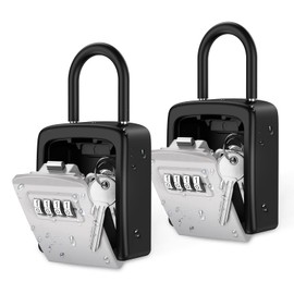 AMIR Key Lock Box, Lock Box for Keys Outdoor, 4 Digit Combination Lock Key Safe Box, 5 Keys Capacity Lockbox with Removable Shackle for Indoor Outdoor 3.66inch（2Pack ）