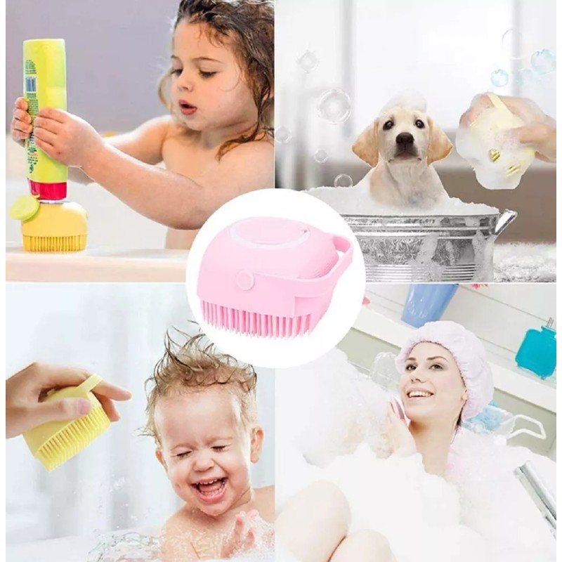 TIKA Silicone Bath Brush w Soap Dispenser-Body Scrubber, Handheld Hygiene