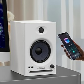 Ortizan C7 Dual-Mode Active BT 5.3 Bookshelf Speaker, 2.0 Stereo Active near Field, Recording Studio Monitor Speaker, 30W X 2 Active TV Speaker, Wireless Computer PC Monitor Game - Color: C7hifi Monitor Speaker White