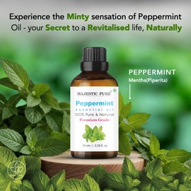 Majestic Pure MAJESTIC PURE Peppermint Essential Oil with Glass Dropper | 100% Pure and Natural Peppermint Oil | Premium Grade Essential Oils for Diffusers, Skin, Aromatherapy, Massage | 10 ml