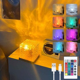 YXQUA Ocean Wave Ceiling Projector,16 Colors Ocean Wave Light Projector, Water Ripple Ambient Night Light with Remote, Touch Control Aurora Projector Non-Wood for Bedroom,Room Decor,Kids Room (Cubic)