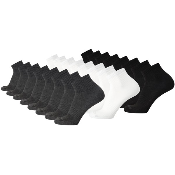 AND1 Men's Socks - PROPLATINUM Lightweight Quarter Cut Socks (24