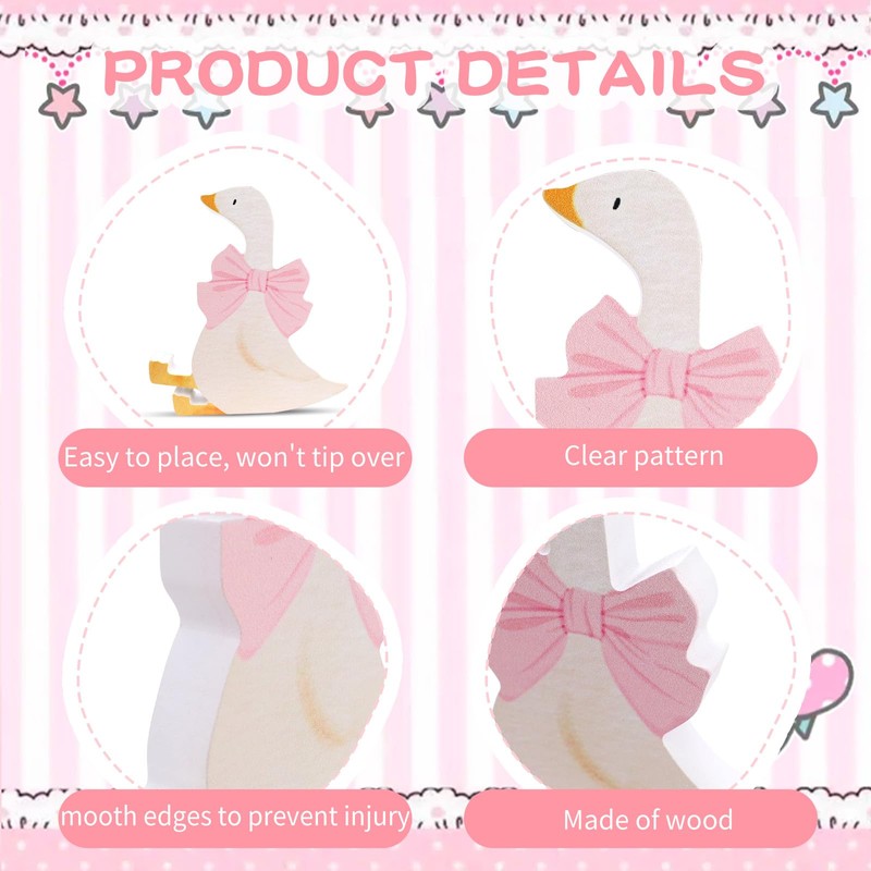 Wooden Silly Goose Decorations 3PCS 3 Sizes - Sitting White