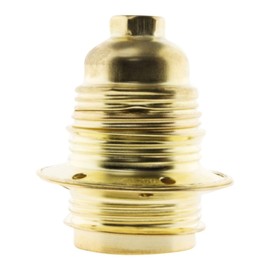 Zenitech - E27 Nickel Plated Steel Lamp Holder with Double Ring and Earth Connection - Bakelite Collar - Maximum Voltage 250V - Maximum Current 4A - Gold