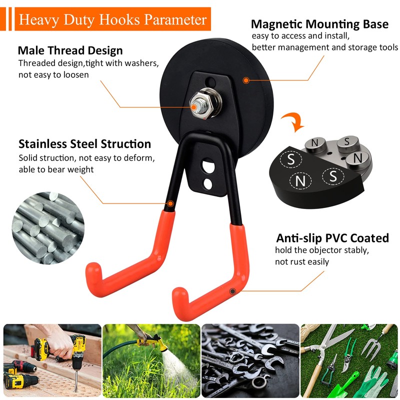 ULIBERMAGNET Magnetic Hooks Heavy Duty,Anti-Scratch Rubber Coated Magnet Hooks for
