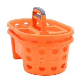 SIMPLYKLEEN 2-Pack Shower Caddy Basket Plastic Bath Caddy Organizer, Portable Divided Cleaning Supply Storage Organizer with Handle for College Dorm Bathroom - Orange, Made in the USA