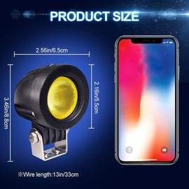 X-STYLE Motorcycle Fog Lamp, Yellow, 10 W, LED Work Light, 12 V/24 V, High Brightness, Waterproof, Long Life, Shockproof, Mechanical/Car/Truck Supplies, General Purpose, Exterior Light, Yellow, Round