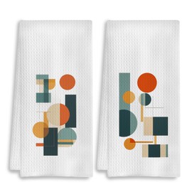 COWEB Modern Kitchen Towels Set of 2, Abstract Bauhaus Pattern Decorative Hand Towels for Bathroom, Dish Towels for Kitchen, Modern Kitchen Bathroom Decor, 16x24 Inches