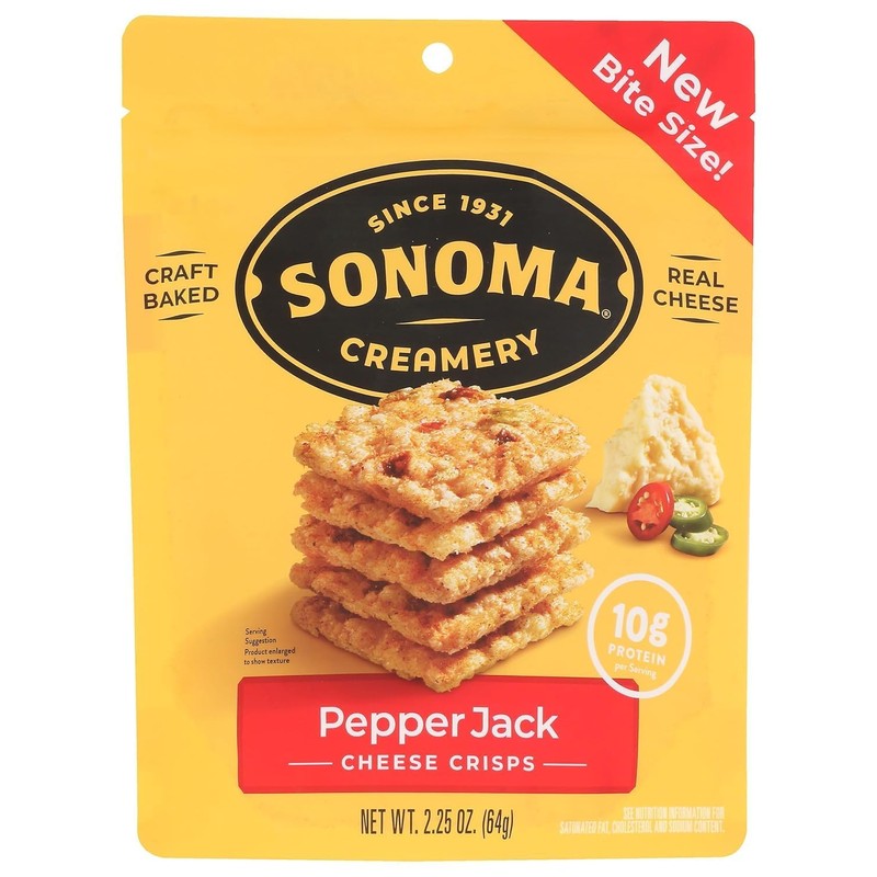 Sonoma Creamery Cheese Crisps, Pepper Jack, Savory Snack Cracker, High