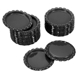 PATIKIL 1 Inch Flat Decorative Bottle Caps, 30 Pack Craft Bottle Pendant Trays Double Sides Printed for DIY Pendants Craft Scrapbooks, Black