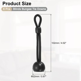 sourcing map 6Pcs 4" Bungee Tie Downs, Sun Shade Tie Down Straps Replacement Parts, Universal Elastic Rope for Exterior Roller Shade, Outdoor Indoor Blinds, Black