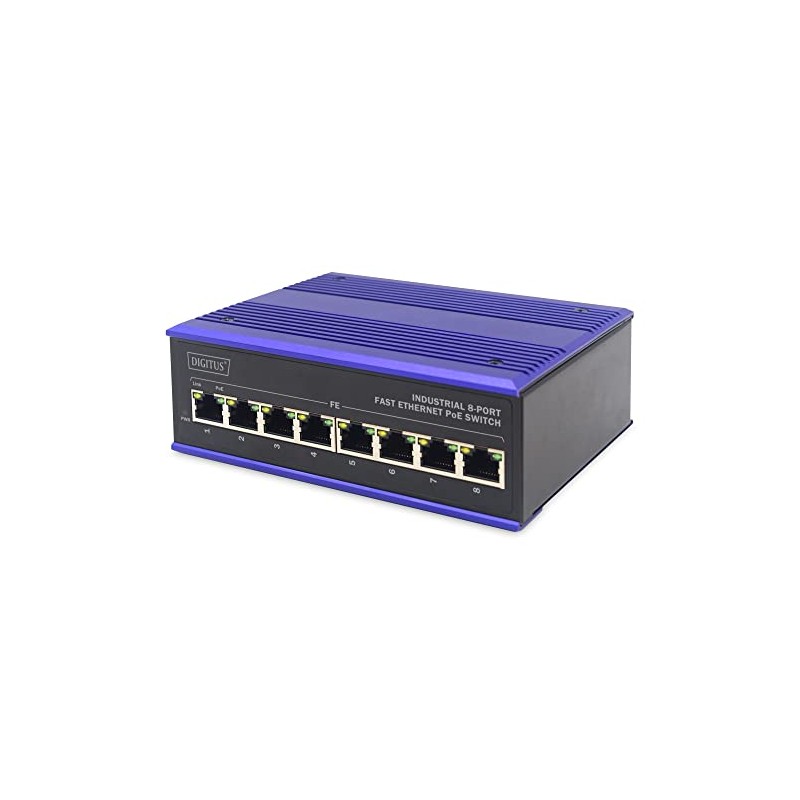 DIGITUS PoE Network Switch - 8-Port Fast Ethernet - DIN-Rail