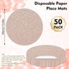Pack of 50 Rose Gold Paper Placemats, Round, 35 cm,