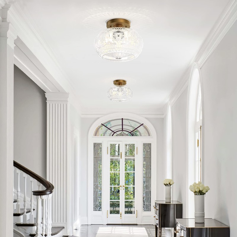 OYKYOHEI Semi Flush Mount Ceiling Light, Globe Glass Ceiling Light