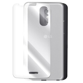 High Definition Shatterproof Shockproof Explosion-Proof Tempered Glass Screen Protector Film Full Impact Protective Non-Slip Soft TPU Protective Case Compatible with LG Stylo 3 Plus TP450