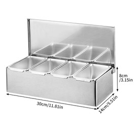 IGTOPS Ingredient Container with Lid and Spoon, Spice Box, Side Dish Container, Ingredient Container, Bar Container, Pizza Ingredient Container, Outdoor Kitchen Accessories, Stainless Steel Container