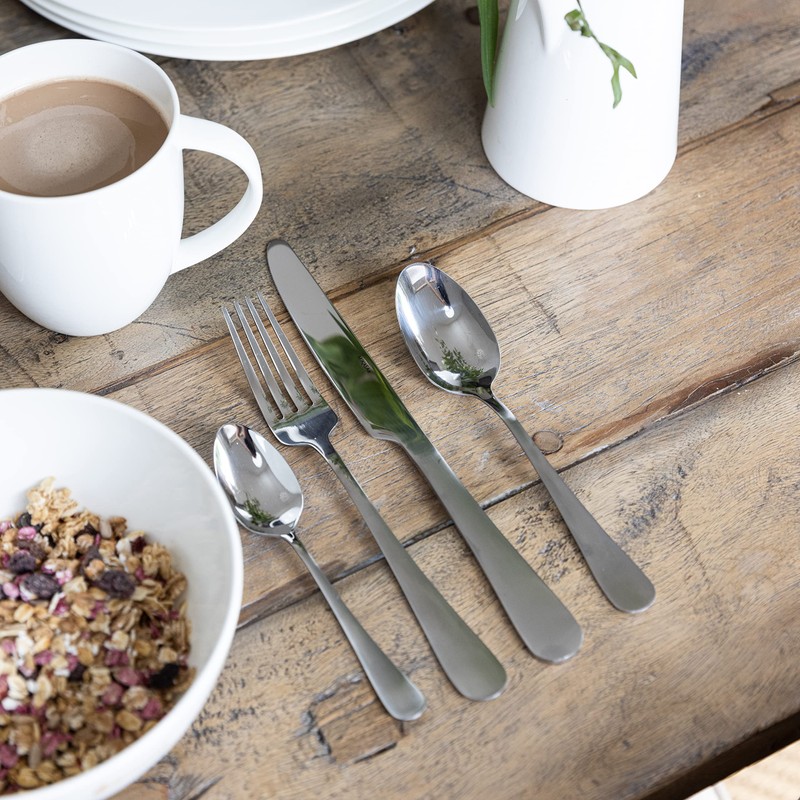 MIKASA Satin Symmetry Cutlery Set, Stainless Steel, 16 Pieces, Service