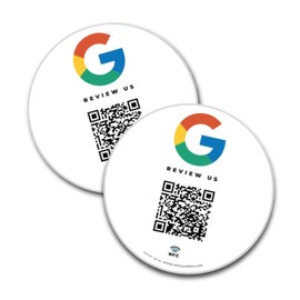 MESSAGENES Google Sticker with QR and NFC | Signs Rating NFC and QR Code | Pack of 2 Round Units | Google Review | Ratings in 1 Click | Increases Ratings in Google Your Business