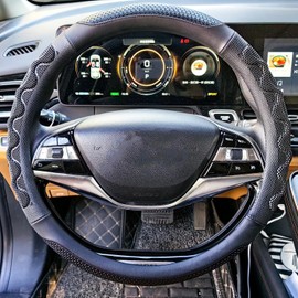 XHRING Car Steering Wheel Cover for Toyota Tacoma 2012-2024 4Runner 2010-2024 Tundra 2000-2024 Sequoia 2014-2024 2/4 Door SR5 Trail Limited Platinum TRD Pro Off Road 4x4 Sport Accessories, Black L