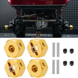 SWX 1/10 RC Car Wheel Hex Extenders 4PCS 8mm Brass Wheel Combiner with Pins and Screws Compatible with Redcat 1/10 Ascent RC Rock Crawler Car Upgrades (8mm)